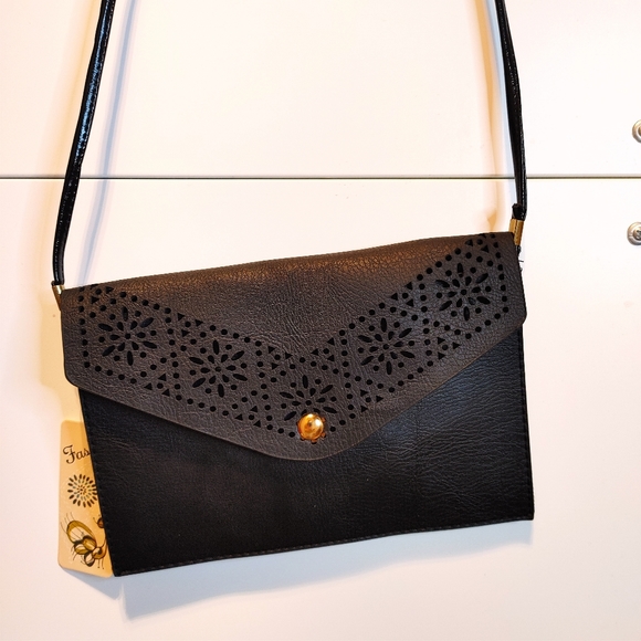 Handbags - Vegan Leather Eyelet Crossbody Purse